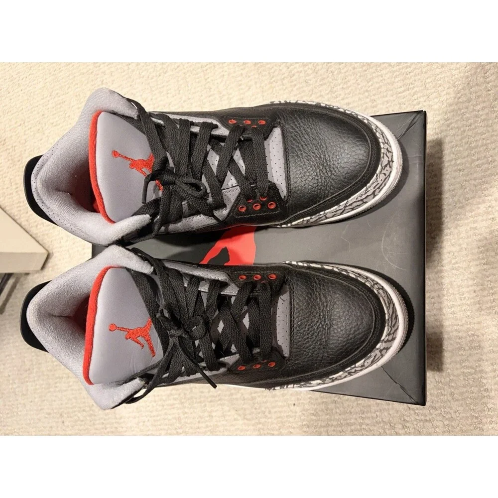 2018 Grail Nike Air Jordan 3 Retro OG Black Cement Leather w/ Box & Receipts 9.5